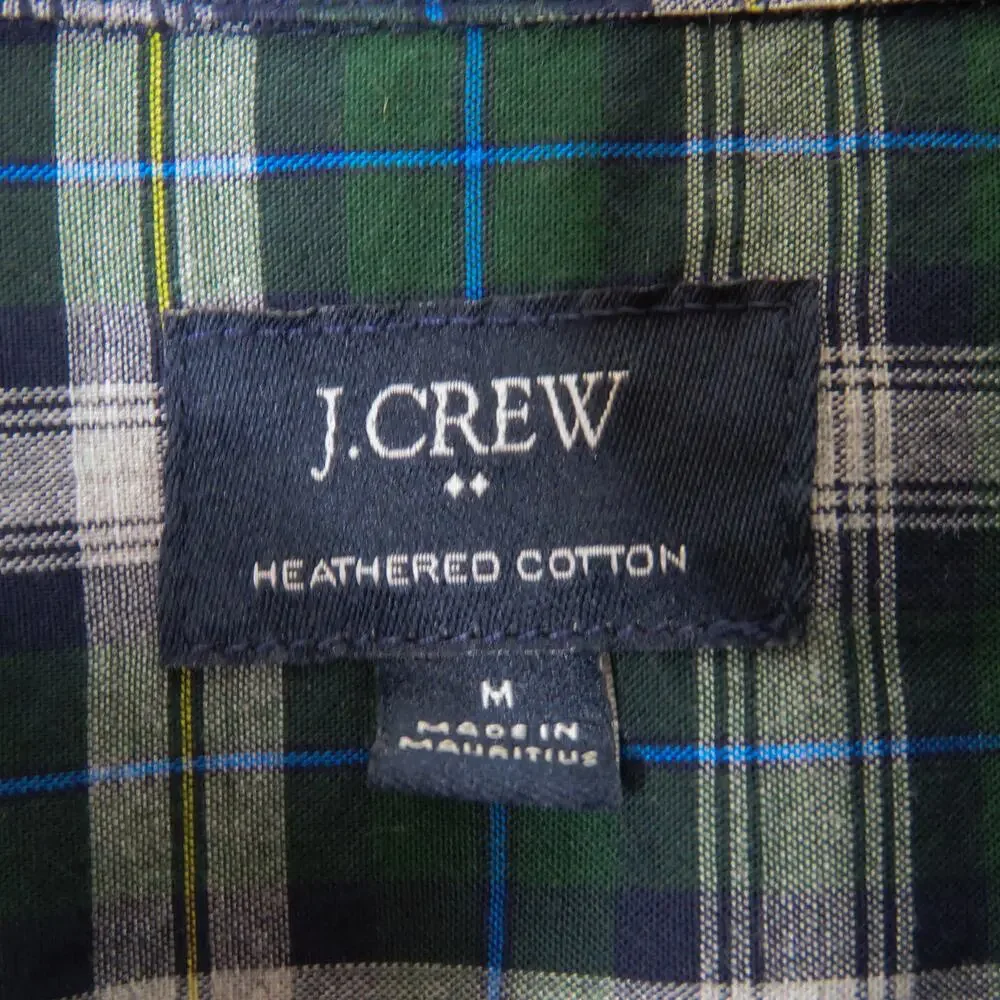 J.Crew Heathered Cotton Green Plaid Button Down Shirt Medium Men's